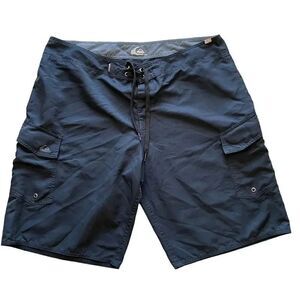 2 for $30 Quicksilver  Navy Board Shorts Swim High Rise  Closure SZ L # 1546